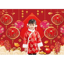 Chinese New Year Backdrop 2026 Lunar Year of The Horse Red Lantern Photography Background for Chinese Spring Festival Family Party Decorations (8x6FT（240x180cm）)