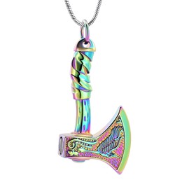VCCWYQK Thor Axe Cremation Jewelry for Ashes for Women Men Viking Axe Memorial Pendant Urn Necklace for Loved One Ashes Holder
