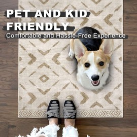 KILOCOCO Hallway Runner Rug 2x8 Runners for Hallways Washable Runner Rug Non Slip Laundry Room Rug Low-Pile Rug Runner for Bedroom Kitchen Living Room Boho Rug, Pinkish Beige