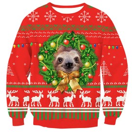 BesserBay Christmas Jumper Unisex Men's 3D Printed Long Sleeve Crew Neck S-XXL