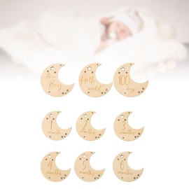 TENOL 9 Pieces Baby Birth Announcement Sign Wooden Baby Monthly Milestone Cards Photography Prop Accessories Wooden Milestone Photo Card for Boys, Boys Version