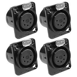 XMSJSIY 5 Pin XLR Panel Mount Plug XLR Female Audio Speaker Microphone Connector D-type Chassis Soldering for Microphone Musical Instruments 4 Pieces (5-Pin Female)