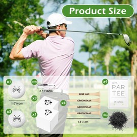 Daileeby 4 Sets Groomsman Proposal Gift Box with Golf Balls, Bamboo Tees, and Invitation Cards - Wedding Gifts for Groomsmen, Best Men, Golf DIY Gift Set, Black, White