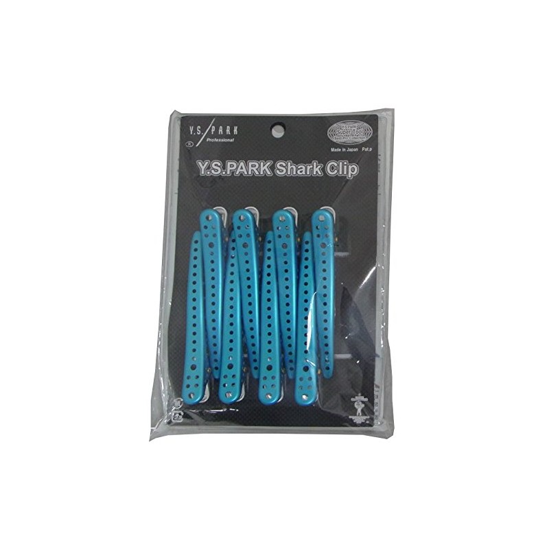 Y.S.PARK Shark Clips, Set of 8, Light Blue Metal
