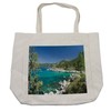 Ambesonne Lake Forest Shopping Bag, Lake Tahoe Shore Rocks Turquoise