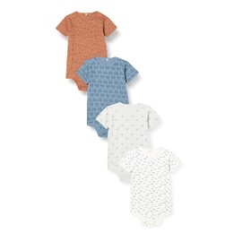 PIPPI Unisex Baby Bodysuit SS AO-Printed (4-Pack) Shaping Bodysuit, Blue, 74, blue