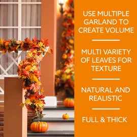 Pelle & Sol 2 Pack Artificial Maple Leaves, Autumn Garland, Autumn Decor | Fall Decorations, Autumn Home Decor, Fall Decor | Garland Decorations, Leaf Garland, Autumn Leaves, Autumn Decorations