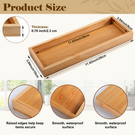 Enjamyo Bamboo Tea Serving Tray,3 Pcs Bamboo Serving Trays,Small Vanity Tray for Toilet Tank and Bathroom Counter Top,Pallet Trays for Food Coffee Candles Home Kitchen Decor, 11 x 4 Inch