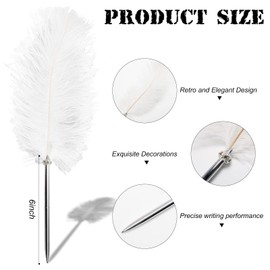 Rgontar Feather Pen Black Ink Ballpoint Pen Wedding Signing Pen for Wedding Bridal Calligraphy Pens(White)