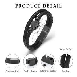 Dog Paw Urn Bracelet for Ashes Braided Leather Cremation Jewelry for Ashes for Dog Cat Keepsake Bangle