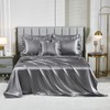 Grey Satin Comforter Set with Sheets,Silk Like Satin Ruffle Bed