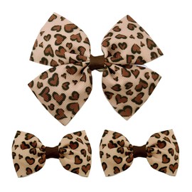 Leopard Print Hair Clips for Women Vintage Hair Clip with Bow Hair Clip Leopard Print Hair Accessories for Women Bowknot Hair Clips Leopard Hair Bow Clips for Women Christmas Accessories 3PCS
