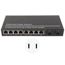 Ethernet Fiber Switch 2 Optical Port 8 Electrical Port Up To 120km RJ45 Port Plug and Play SFP Fiber Media Switch 100‑240V US Plug