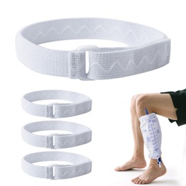 AurMirai Anti-Slip Catheter Leg Bag Strap, 16 in / 40 cm | Silicone Grip, Adjustable Hook-and-Loop | Thigh Placement, Extended Fit for Foley Drainage Bags | Reusable, Washable 4PCS