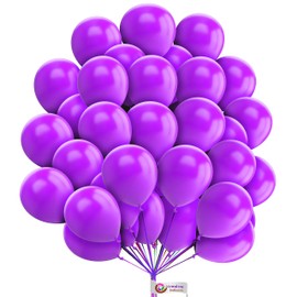 Plain 10 inch Party Balloons Premium Purple Balloons for Birthday Parties Wedding Anniversaries Decoration Celebration Balloons Bulk Pack of 100