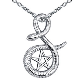 Feilok Men's Stainless Steel Necklace with Star Pendant Snake Gift for Men Boys, Stainless Steel