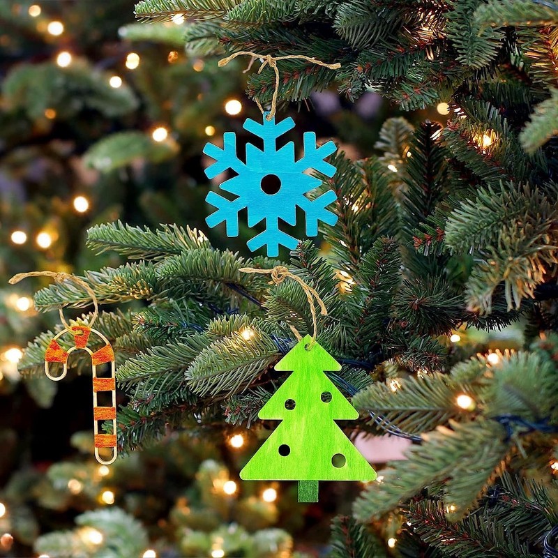 Kids Christmas Arts and Crafts Set – 30 Hanging Wooden