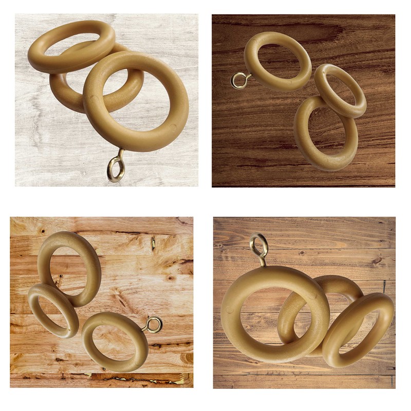 35mm x 54mm Beech Curtain Rings Effect Drapery Pole Rod