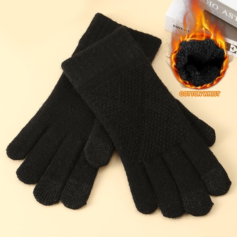 Cadimus Women's Winter Touchscreen Gloves, Thickened Winter Gloves, Double Layer
