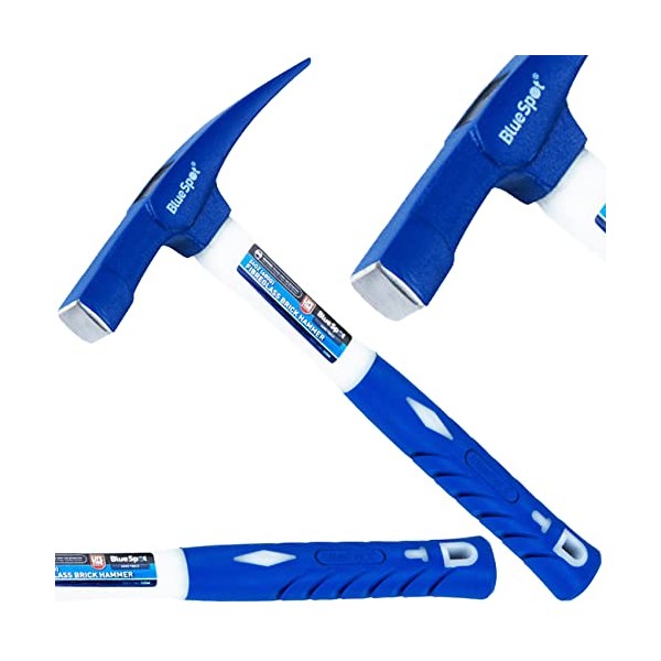 NTI 24oz BlueSpot Professional Brick Layer Hammer FIBREGLASS Shaft Soft Grip 680g Masonry Work Building Construction Striking Face Chisel Blade DIY Power & Hand Tools UK Free P&P (26566-BS)