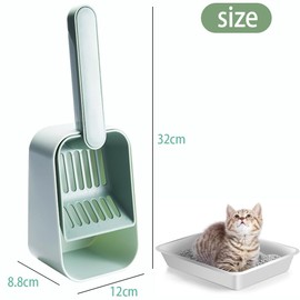 katmerio Cat Litter Scoop, Cat Litter Scoop, Cat Litter Scoop, Pet Litter Scoop, Cat Scoop for Cleaning, Cat Litter, Clumping Litter - 8.8 x 12 x 32 cm (Green)