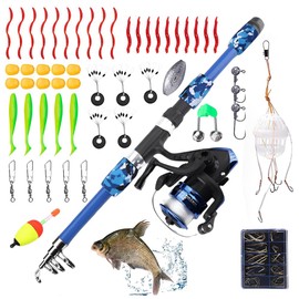 WDKXCN Children's Fishing Set, 1.8 m Fishing Set for Children, Complete Beginners with Fishing Reel and Bait, Telescopic Fishing Rod Fishing Set Children, Children's Fishing Starter Set for Boys and