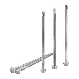 DTGN #12x4 Hex Washer Head Self Drilling Screws - 100Pack - Good for Machine - 410 Stainless Steel - Self Tapping Sheet Metal Screws