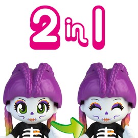 Pinypon - Terrific Friends 4-Pack Vampire Figures, Werewolf, Skeleton Girl and Ghost Boy, Dolls with Glow in the Dark Decorations and Accessories, +4 Years, Famous (PNY47000)