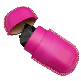 Fanyixuan Leather Glasses Case Cowhide Vintage Men And Women Nearsighted Glasses Sunglasses Travel Anti-Crush Storage Box (Rose red)