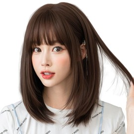 Ulterra Wig, Bob, Heat Resistant, Medium, Small Face, Natural, Full Wig, Semi-Long Wig, Cosplay, Wig, Women (Dark Brown)
