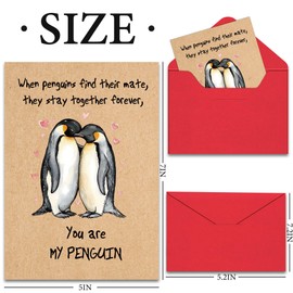 BFFPOSI Happy Anniversary Card For Him Her, Cute Penguin Valentines Day Card for Husband Wife, romantic Love Cards for Boyfriend Girlfriend, 21th 30th 40th 50th 60th 70th Birthday Card, Wedding Card