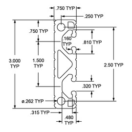 8020, 3034-Lite, 15 Series 3 Inch x 0.75 Inch T-Slotted Aluminum Extrusion DIY Extruded Slot Bar Rail 80/20 3" x 3/4" Profile (Black Anodize, 60" Long)