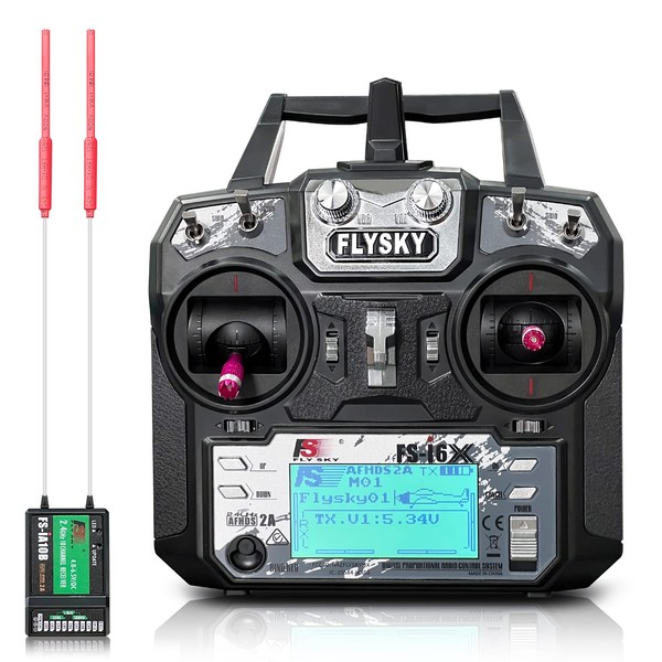 HAWK'S WORK FS-i6X 10 Ch Transmitter, 2.4GHz RC Controller with FS-iA10B Receiver for Drone Multirotor Airplane Helicopter Car Tank Boat (i6X+ iA10B)