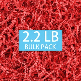 mxxkms 2.2 lbs Red Crinkle Paper Filler - Vibrant Shredded Paper for Gift Baskets, Bulk Box Filler & Packing Stuffing for Christmas, Easter, Birthdays, Gift Wrapping & Parties
