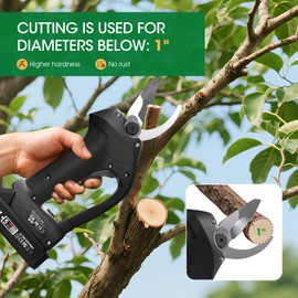 Electric Pruning Shears, Pruning Shears for Gardening, Portable Cordless Electric Pruner Suitable and Adjustable Cutting Diameter 1 Inch for Gardens, Farms (Included 2Pcs Battery)
