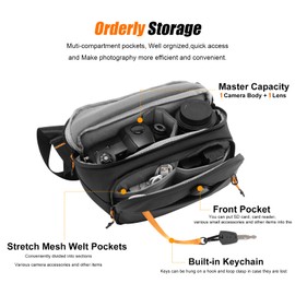 Cwatcun Small Camera Sling Bag, DSLR Compact Camera Shoulder Bag Crossbody, Photography Bag Case Purse for Canon Nikon Sony Fuji DSLR/SLR/Mirrorless Cameras(Small)