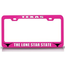 Customola Texas The Lone Star State Texas Horn Style Steel Metal License Plate Frame Pn # 74