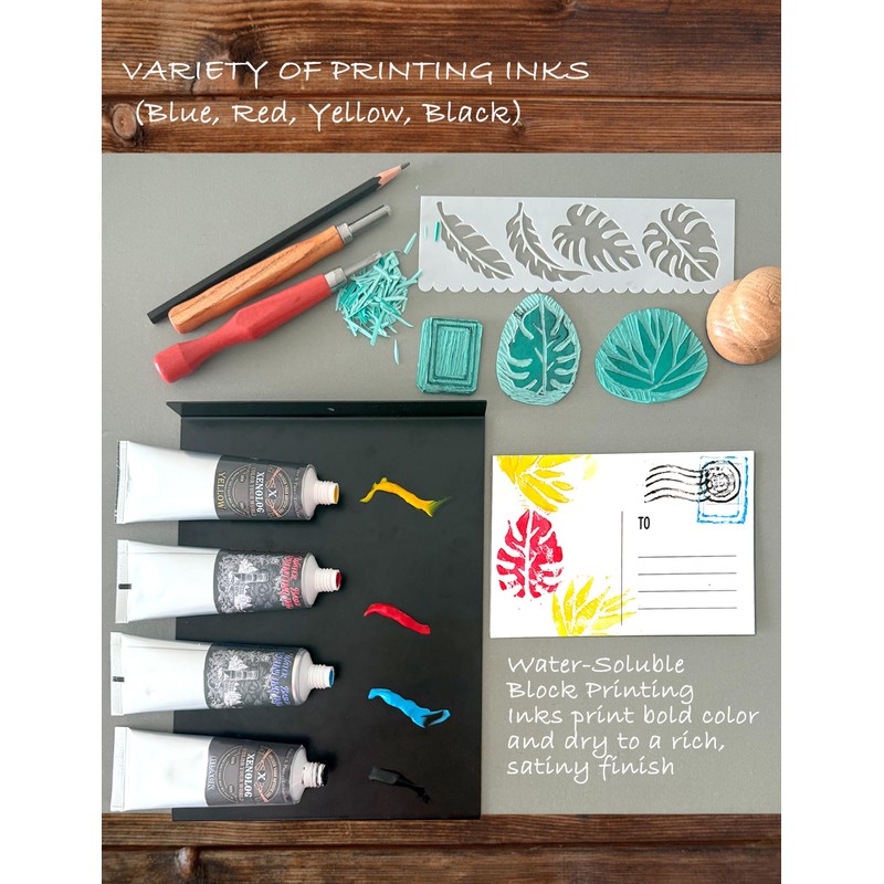 Xenolog Deluxe Block Printing kit - Premium lino Cutters, Linoleum