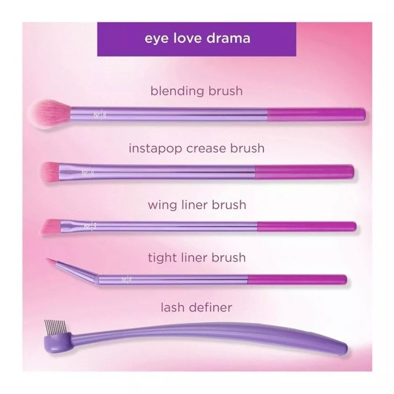 Real Techniques Kit Brochas Maquillaje Eye Love 5 Pzas C30