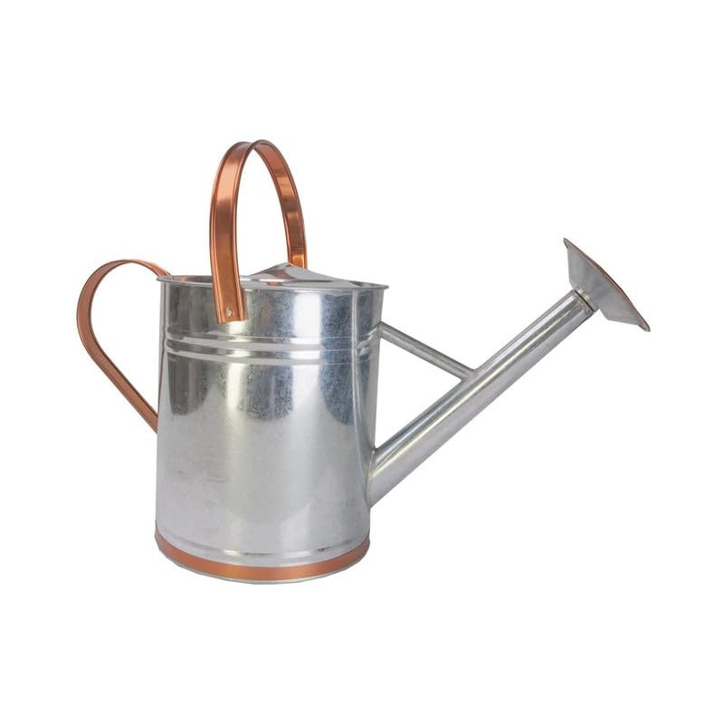 Plexon 2 Gallon Copper/Silver Galvanized Steel Watering Can, 9.5" D