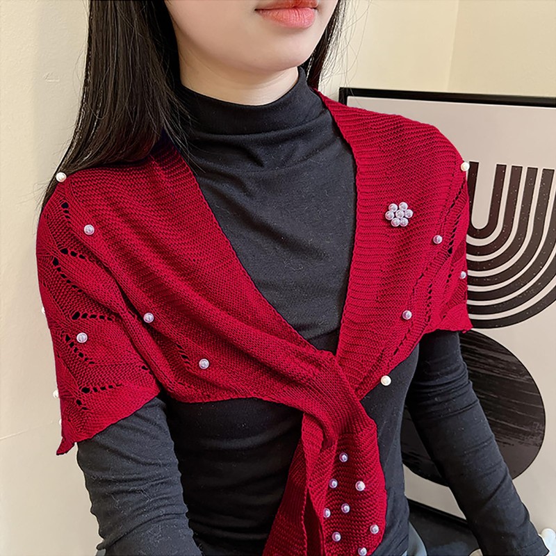 Beaded Shawl Knitted Poncho Wrap Pashmina Shawls Shrug Casual Scarf