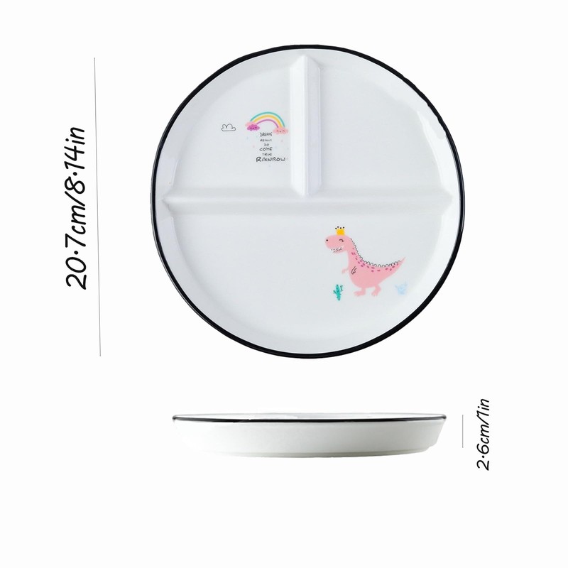 Hoshisea Divided Ceramic Dinner Plate, Split Diet Plate, Snack Plate,