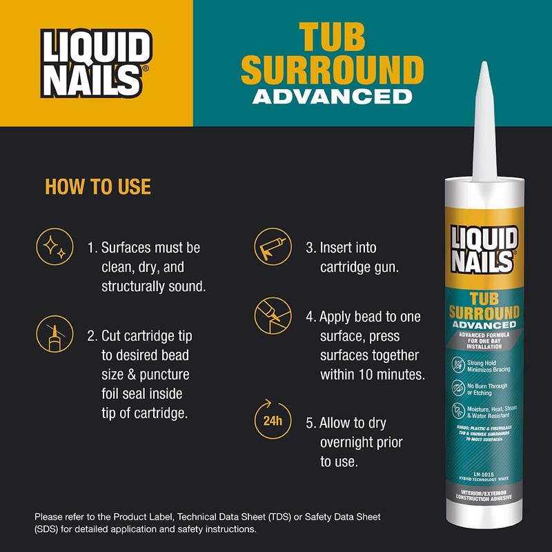 Liquid Nails Tub Surround Interior/Exterior Advanced Construction Adhesive, 10oz