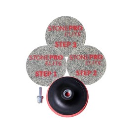 Stone Pro 3-Step Diamond Impregnated Polishing Pads – Ideal for Marble. Travertine & Limestone (5 inch)