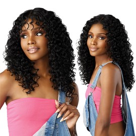 Sensationnel Butta lace 90sbangs wigs - unit 915 glueless wide deep part synthetic preplucked hairline (1B OFFBLACK)