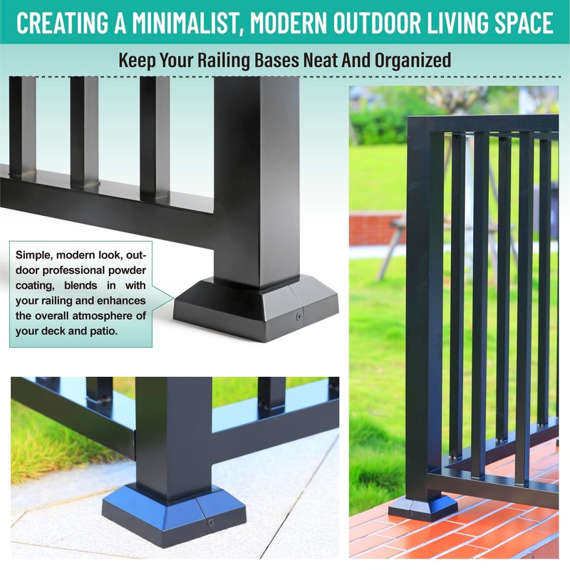 AJOVW 2 pcs 2.5x2.5(Actual: 2.5"x2.5") Aluminum Deck Post Base Cover,