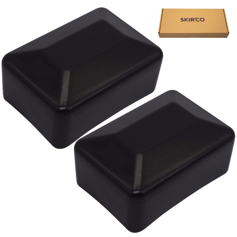 SKIR'CO Pack of 2 Fence Post Caps, Rectangular Black Plastic