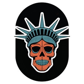 Liberty Statue Skull Sticker, 4 inches - Car Bumper Vinyl Sticker Decal Weatherproof