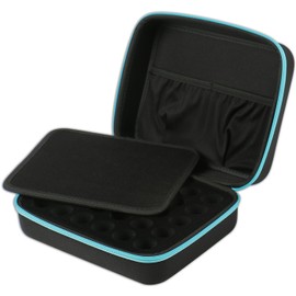 Essential Oils Carrying Case for 5ml, 10ml and 15ml Bottles - Hard Shell Exterior Storage Organizer Holds doTerra and Endless Others by Soothing Wellness Essentials (Caribbean Blue, 30 Oils)