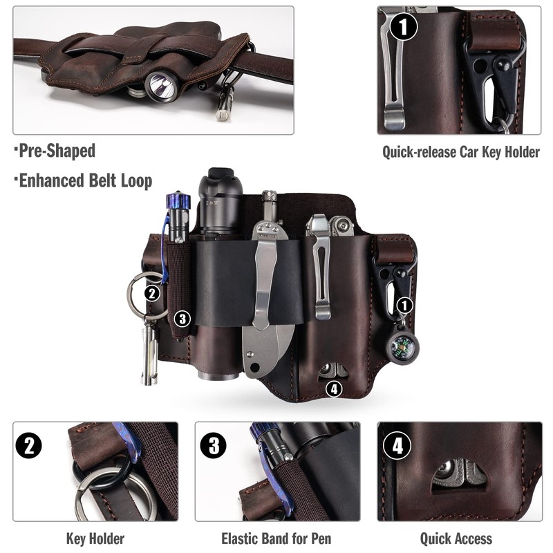 VIPERADE PJ36 EDC Multitool Sheath Leather Sheath for Men,EDC Pocket